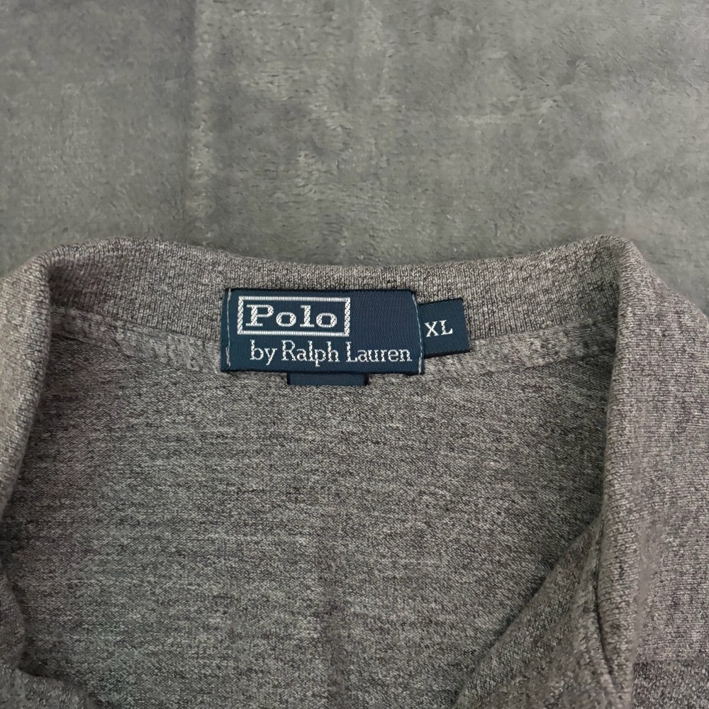 Polo Ralph Lauren Shirt Mens XL Long Sleeve Gray Pull over Polo Preppy - Picture 2 of 9